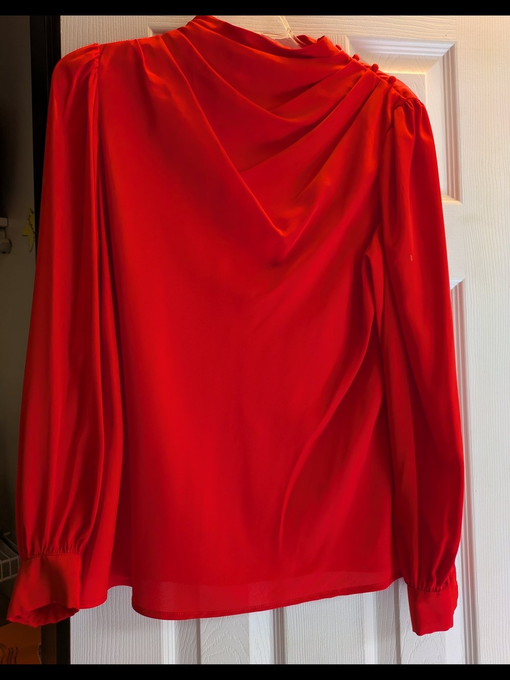 Vintage 80s Alexandria Red Blouse 10 Fabric Buttons
